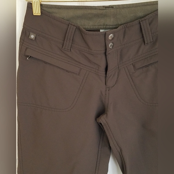 Athleta Dipper Dark Olive Flare Cargo Pants  Pocket Details Size 2 - Picture 5 of 17
